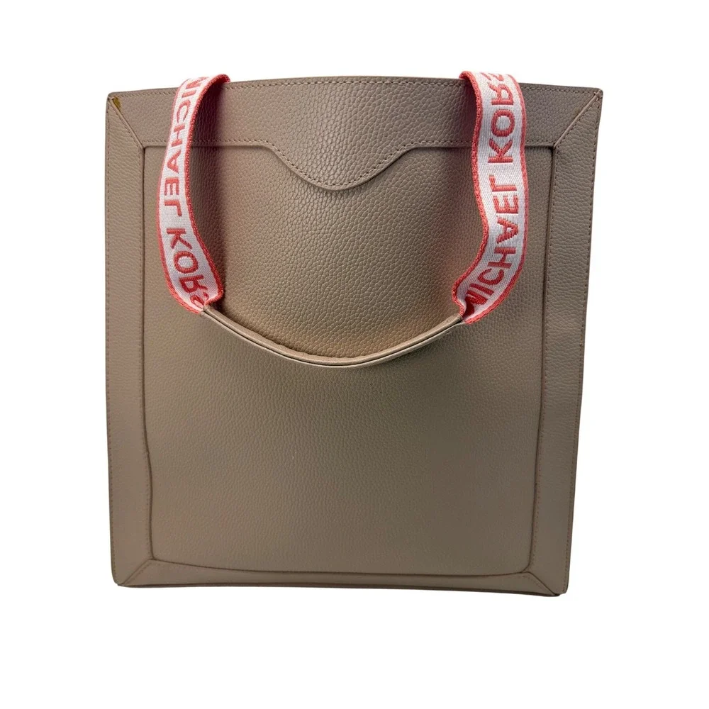 Michael Kors Large Faux Leather Square Tote Light Baby Blush Pink Bag Purse